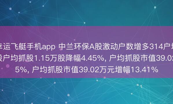 幸运飞艇手机app 中兰环保A股激动户数增多314户增幅4.65%， 运动A股户均抓股1.15万股降幅4.45%， 户均抓股市值39.02万元增幅13.41%